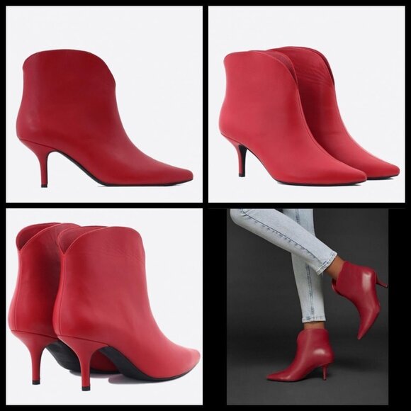 💕ANINE BING💕 Annabelle Boots 100% Leather Pointed Toe Ankle Booties Red 40 - Picture 9 of 17